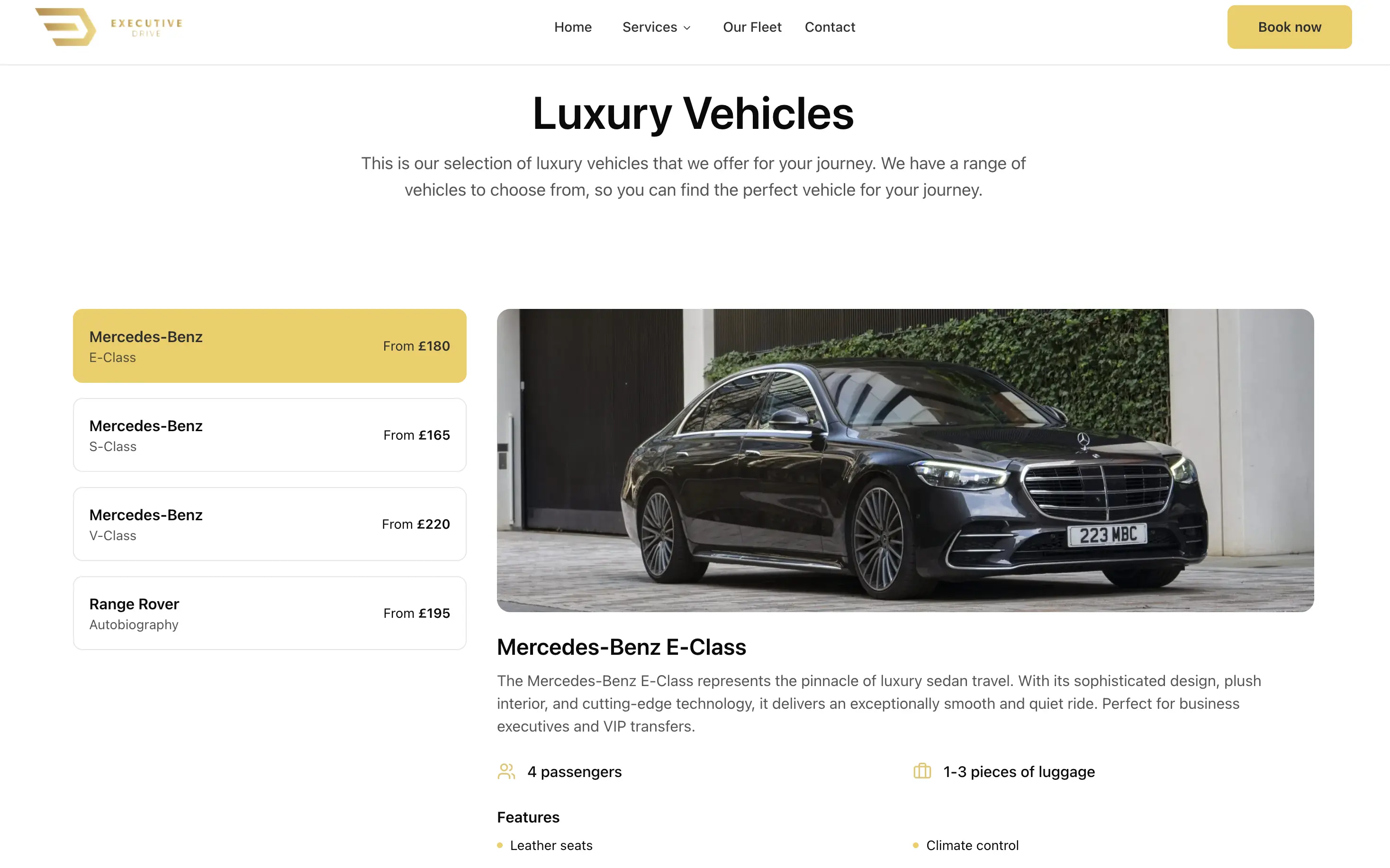 Executive Drive car selection