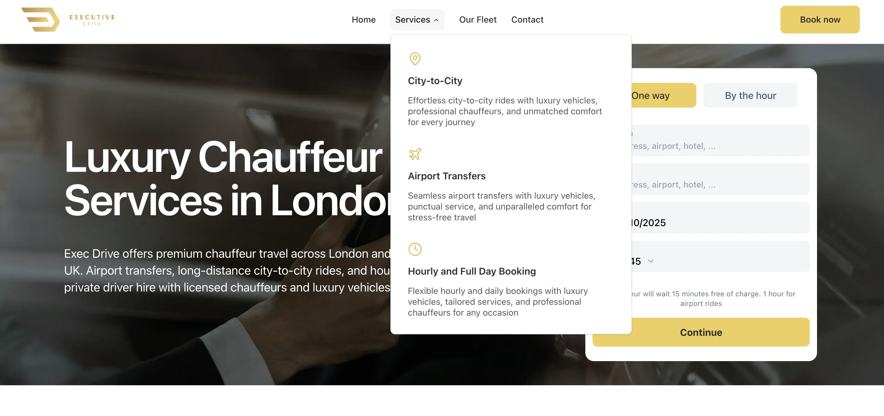 Executive Drive booking experience